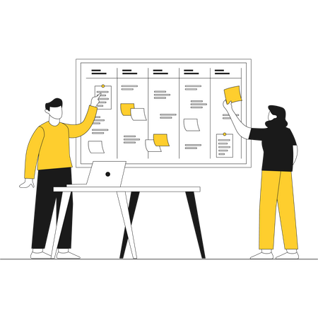 Employees doing planning of work  Illustration