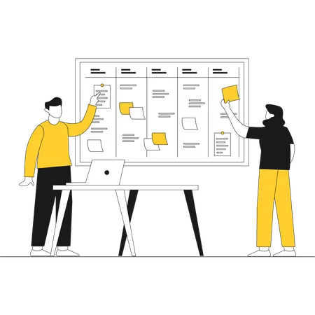 Employees doing planning of work  Illustration