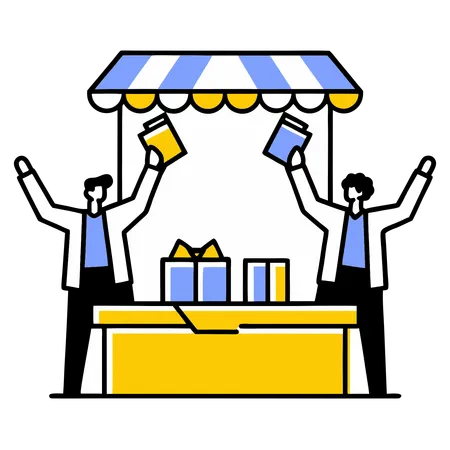 Employees doing product marketing  Illustration