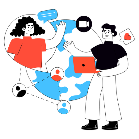 ソーシャルインタラクションを行う従業員  イラスト