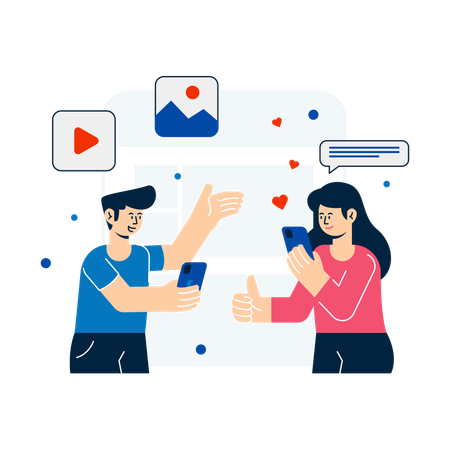 Employees doing Social Media Engagement  Illustration