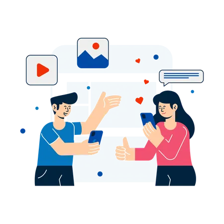 Employees doing Social Media Engagement  Illustration