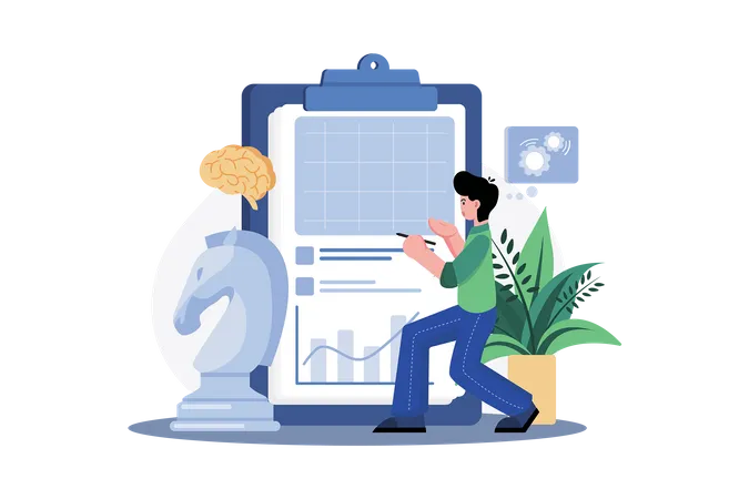 Employees doing Strategy Planning  Illustration