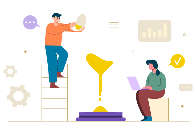 Employees doing time management  Illustration