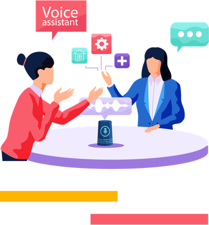 Employees doing voice assistant job  Illustration