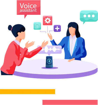 Employees doing voice assistant job  Illustration