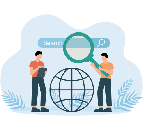 Employees doing web Browser search  Illustration