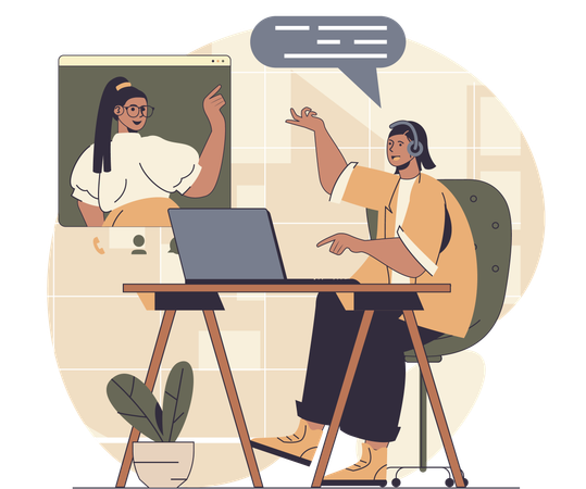 Employees doing web conferencing  Illustration