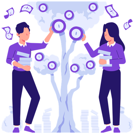 Employees earning profit  Illustration