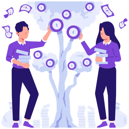 Employees earning profit  Illustration