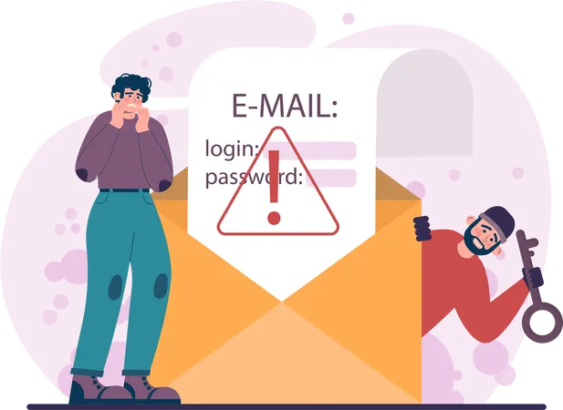 Employee's email hacked  イラスト