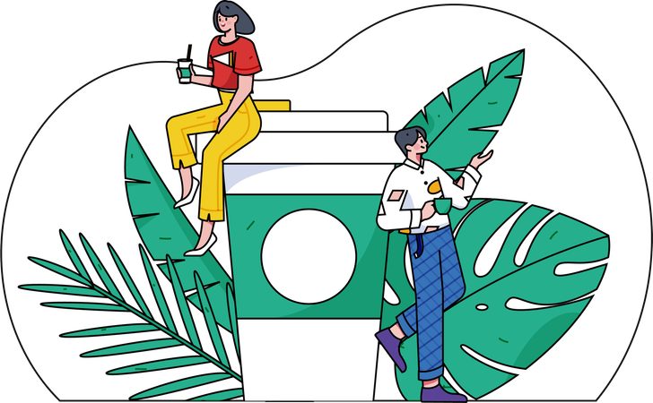 Employees enjoying coffee break  Illustration