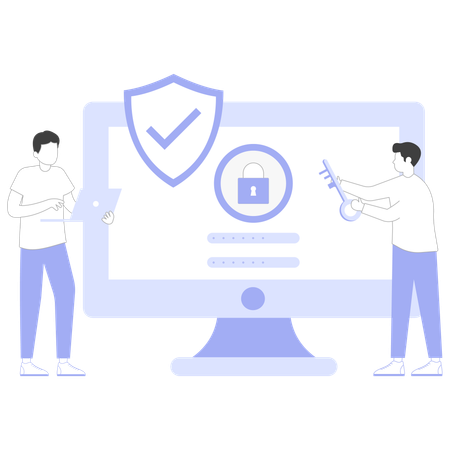 Employees ensures profile security  Illustration