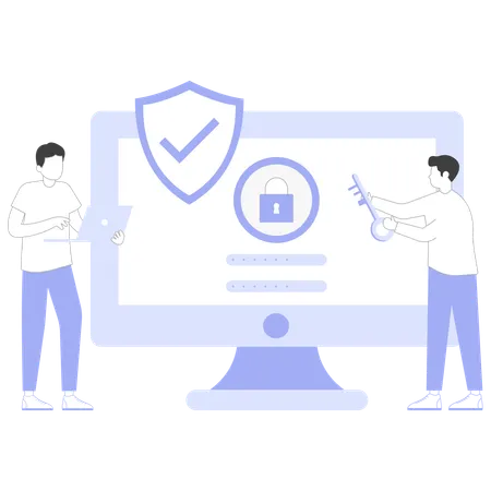 Employees ensures profile security  Illustration