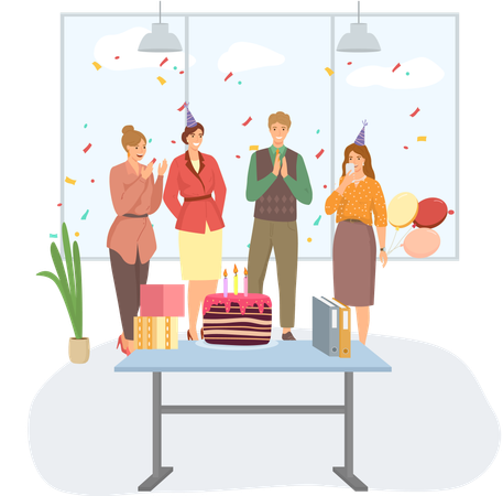 Employees entertaining each other in party  Illustration