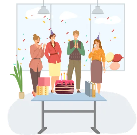 Employees entertaining each other in party  Illustration