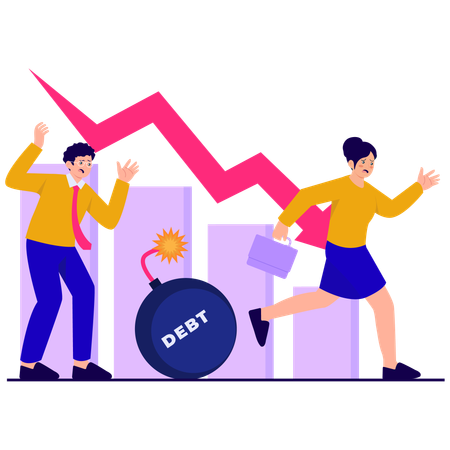 Employees facing Debt Panic  Illustration