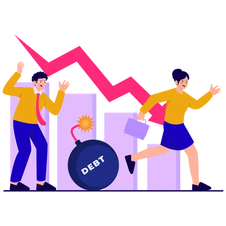 Employees facing Debt Panic  Illustration
