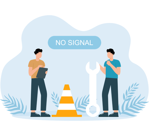 Employees facing No Signal connection  Illustration