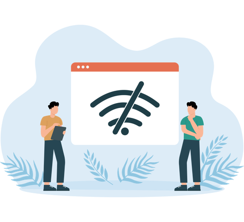 Employees facing no wi-fi connection  Illustration