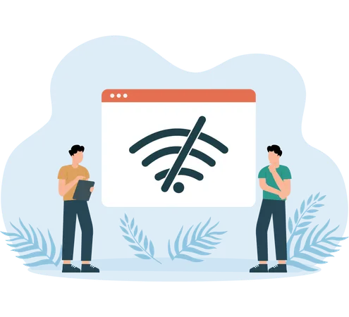 Employees facing no wi-fi connection  Illustration