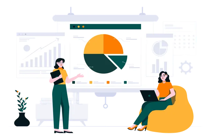 Employées effectuant l'analyse des données  Illustration