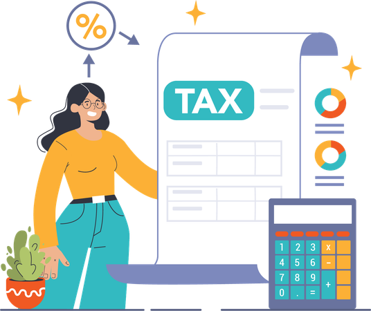 Employees fills tax report  Illustration