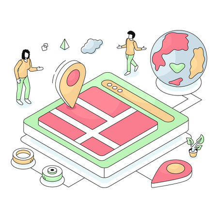 Employees finding Online Location  Illustration