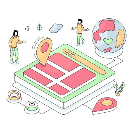 Employees finding Online Location  Illustration