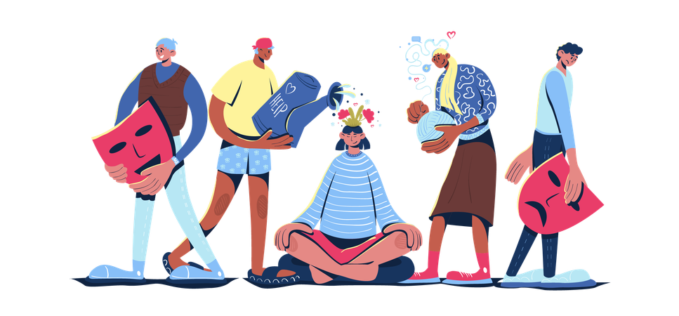 Employees focuses on mental health  Illustration