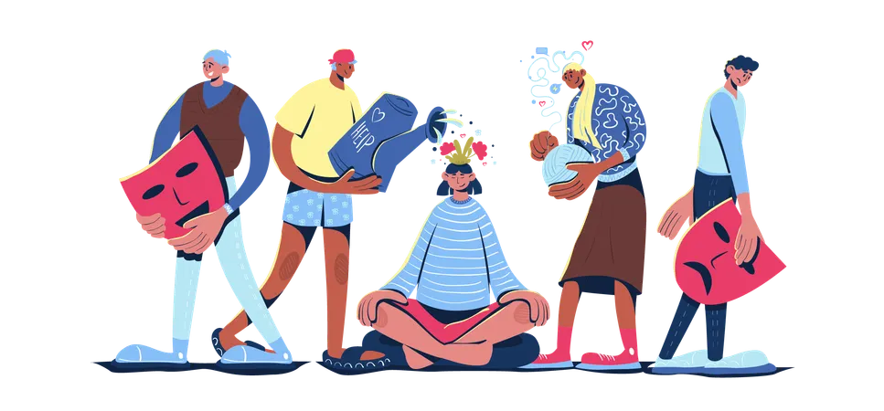 Employees focuses on mental health  Illustration