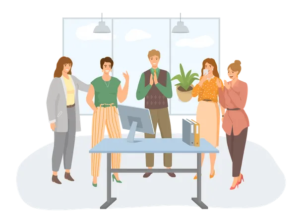 Employees getting work appraisal  Illustration