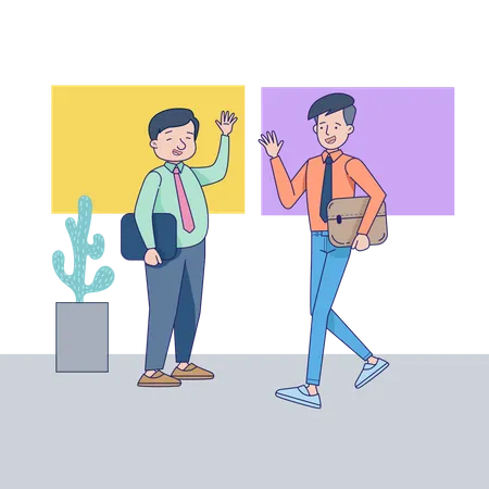 Employees greeting each other Illustration