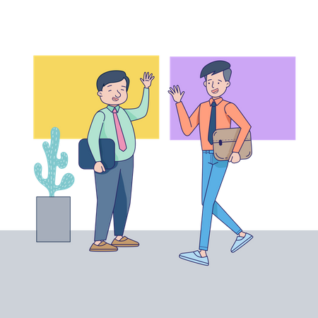 Employees greeting each other  Illustration