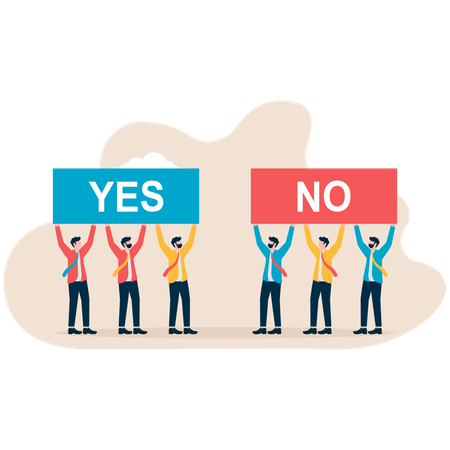 Employees have different opinions for business decision  Illustration