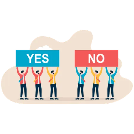 Employees have different opinions for business decision  Illustration