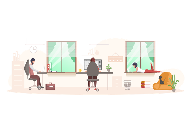 Employees have flexible working hours  Illustration