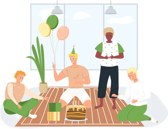 Employees having fun in office party  Illustration