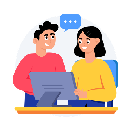 Employees having good Collaboration in office  Illustration
