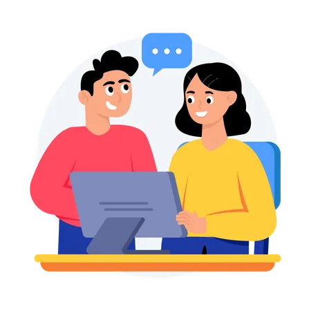 Employees having good Collaboration in office  Illustration