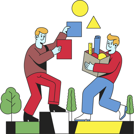 Employees helping each other doing a task  Illustration