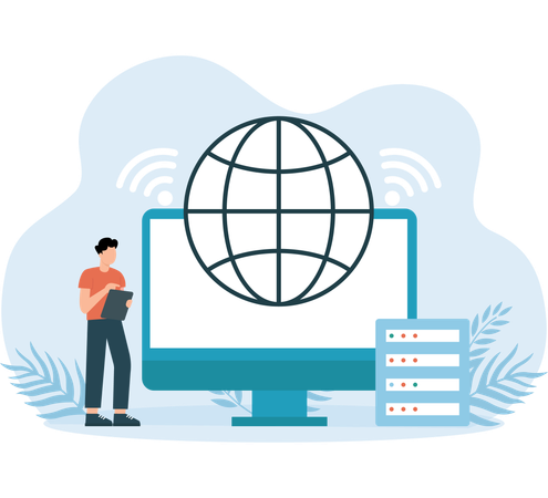 Employees hosting Global Server  Illustration