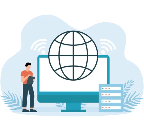 Employees hosting Global Server  Illustration