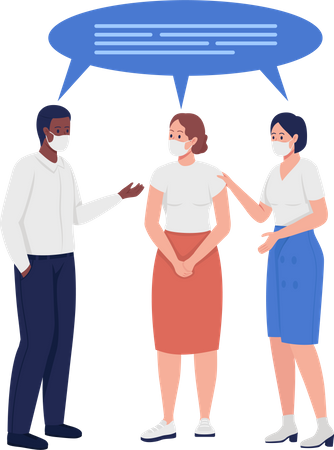 Employees in face masks  Illustration