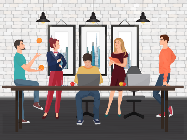 Employees in office Illustration