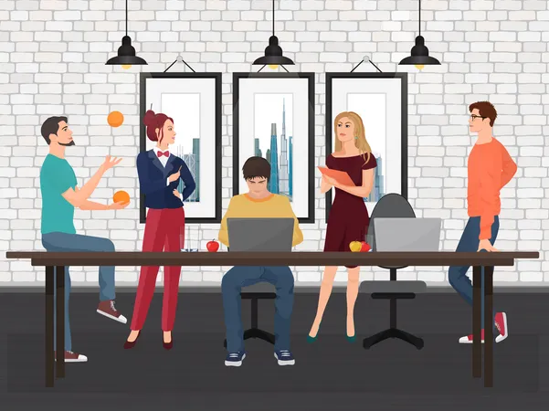 Employees in office  Illustration