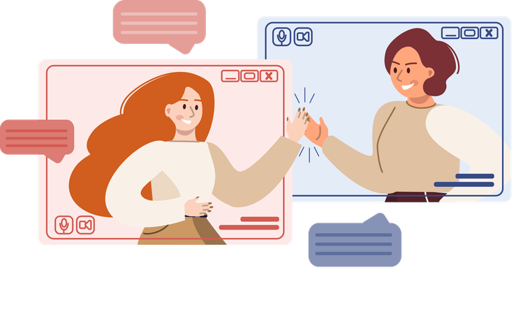 Employees interacting in online meeting  Illustration