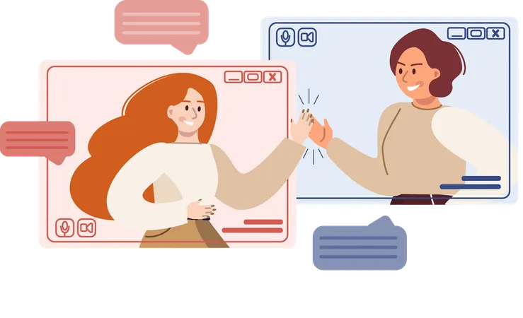 Employees interacting in online meeting  Illustration