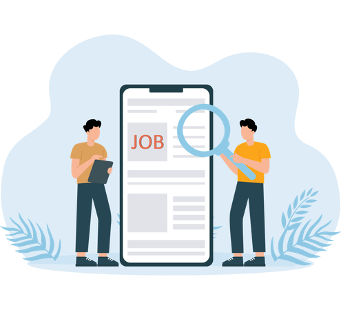 Employees look for Job News  Illustration