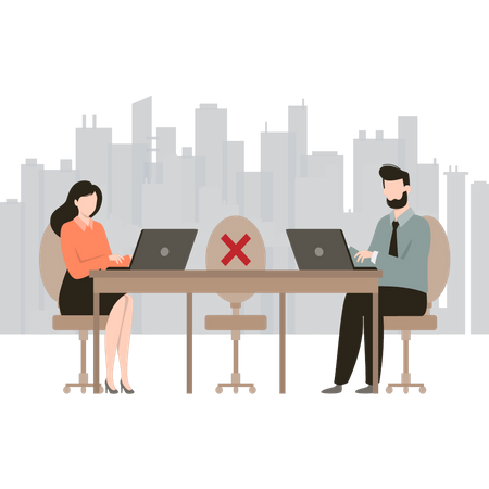 Employees maintaining a safe distance  Illustration